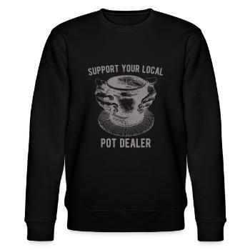 Unterstützen Sie Ihren lokalen Pot Pottery Händler für Makerpo - Stanley/Stella Unisex Bio-Sweatshirt CHANGER  - Schwarz - Vorne - Nik (191cm) & Marisol (170cm)