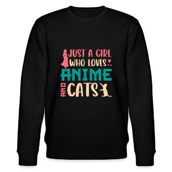 Nur ein Mädchen, das Anime liebt und japanische Mang Katzen liebt - Stanley/Stella Unisex Bio-Sweatshirt CHANGER  - Schwarz - Vorne - Nik (191cm) & Marisol (170cm)