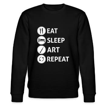 Dieser eine Pfeil, der dich einfach hasst - Lustiges Bogenschießen - Stanley/Stella Unisex Bio-Sweatshirt CHANGER  - Schwarz - Vorne - Nik (191cm) & Marisol (170cm)