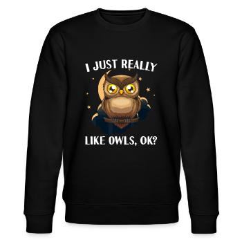 Lustige Eule Design für Männer Frauen Niedliche Eule Nocturnalb - Stanley/Stella Unisex Bio-Sweatshirt CHANGER  - Schwarz - Vorne - Nik (191cm) & Marisol (170cm)
