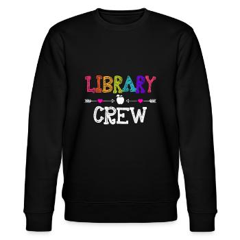 Library Crew Lehrer Lustiger erster Schultag Gif - Stanley/Stella Unisex Bio-Sweatshirt CHANGER  - Schwarz - Vorne - Nik (191cm) & Marisol (170cm)