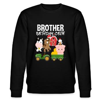 Bruder Geburtstag Crew Farm Tiere Barnyard Tracto - Stanley/Stella Unisex Bio-Sweatshirt CHANGER  - Schwarz - Vorne - Nik (191cm) & Marisol (170cm)