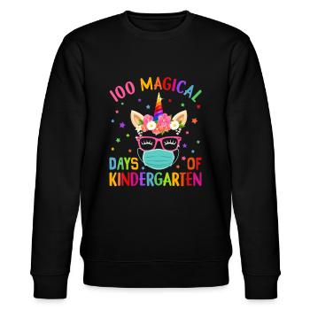 100 Magical Days Of Kindergarten School Unicorn Ma - Stanley/Stella CHANGER Unisex Organic Sweatshirt - black - Front - Nik (191cm) & Marisol (170cm)
