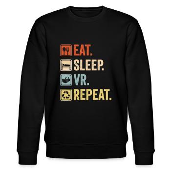 Eat Sleep VR Repeat Vintage Gamer Gaming Virtual R - Stanley/Stella CHANGER Unisex Organic Sweatshirt - black - Front - Nik (191cm) & Marisol (170cm)