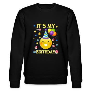Lustiges T-Shirt Es ist Mein Geburtstag Shirt Geschenk Frauen Männer Bo - Stanley/Stella Unisex Bio-Sweatshirt CHANGER  - Schwarz - Vorne - Nik (191cm) & Marisol (170cm)