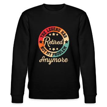 Die Legende hat sich zurückgezogen Nicht mehr mein Problem Reti - Stanley/Stella Unisex Bio-Sweatshirt CHANGER  - Schwarz - Vorne - Nik (191cm) & Marisol (170cm)