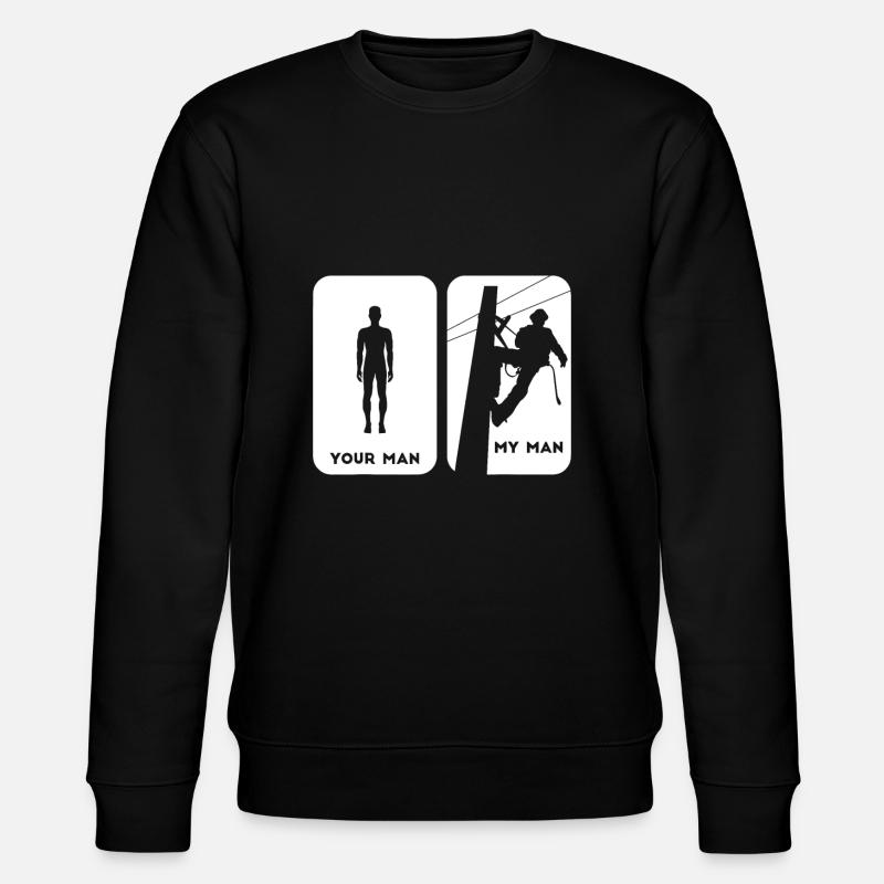 Your Man My Man Lineman Idee | Elektrokabel-Idee - Stanley/Stella Unisex Bio-Sweatshirt CHANGER  - Schwarz