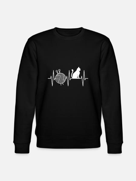 Stricken, Katzenliebhaber Herzschlag Liebe Stricken und Ca - Stanley/Stella Unisex Bio-Sweatshirt CHANGER  - Schwarz