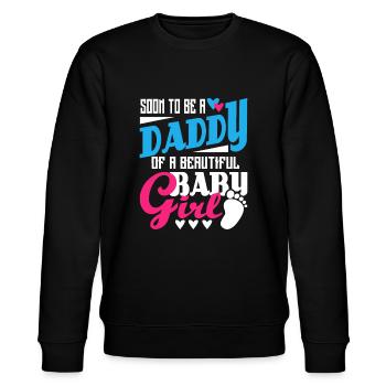 Mens Soon To Be A Daddy Of A Beautiful Baby Girl - - Stanley/Stella Unisex Bio-Sweatshirt CHANGER  - Schwarz - Vorne - Nik (191cm) & Marisol (170cm)
