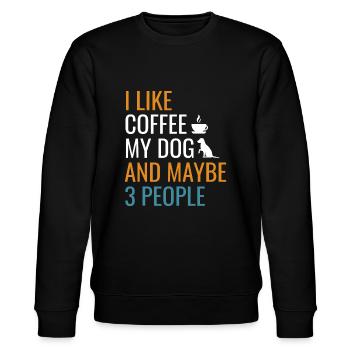 Ich mag Kaffee mein Hund & vielleicht 3 Personen Vintage Coff - Stanley/Stella Unisex Bio-Sweatshirt CHANGER  - Schwarz - Vorne - Nik (191cm) & Marisol (170cm)