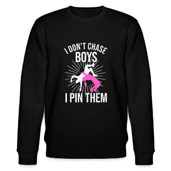 Wrestling Boy Definition Funny Sports - Stanley/Stella CHANGER Unisex Organic Sweatshirt - black - Front - Nik (191cm) & Marisol (170cm)