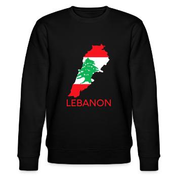 Libanon Flagge Zeder Beirut Libanesisch Arabisch Ara - Stanley/Stella Unisex Bio-Sweatshirt CHANGER  - Schwarz - Vorne - Nik (191cm) & Marisol (170cm)