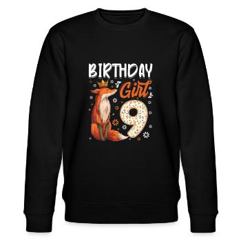 Fox Animal Lovers 9th Birthday Girl Fox B-day 9 ye - Stanley/Stella Unisex Bio-Sweatshirt CHANGER  - Schwarz - Vorne - Nik (191cm) & Marisol (170cm)