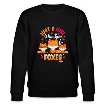 Nur ein Mädchen, das Füchse liebt Kinder Mädchen Süßer Fuchs Gi - Stanley/Stella Unisex Bio-Sweatshirt CHANGER  - Schwarz - Vorne - Nik (191cm) & Marisol (170cm)