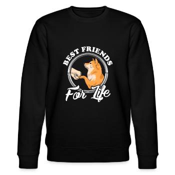 Funny Shiba Inu Design "Best Friends" Shiba Inu Lo - Stanley/Stella CHANGER Unisex Organic Sweatshirt - black - Front - Nik (191cm) & Marisol (170cm)