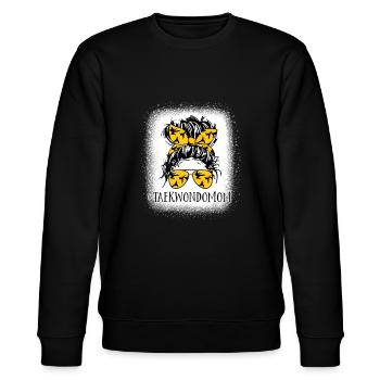 Taekwondo Mom Messy Bun Hair Bleached Women Mother - Stanley/Stella CHANGER Unisex Organic Sweatshirt - black - Front - Nik (191cm) & Marisol (170cm)