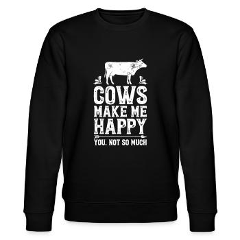 Cows Make Me Happy You Not So Much Funny Cow Farme - Stanley/Stella CHANGER Unisex Organic Sweatshirt - black - Front - Nik (191cm) & Marisol (170cm)