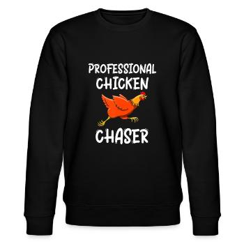 Chicken Professional Chaser Funny Chicken Farm Far - Stanley/Stella CHANGER Unisex Organic Sweatshirt - black - Front - Nik (191cm) & Marisol (170cm)