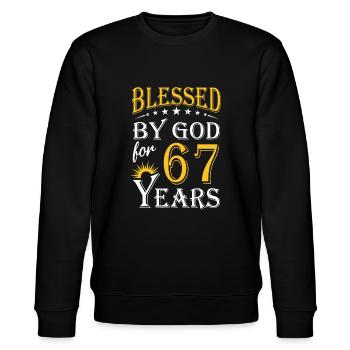 Vintage von Gott seit 67 Jahren Alles Gute zum 67. Geburtstag T- - Stanley/Stella Unisex Bio-Sweatshirt CHANGER  - Schwarz - Vorne - Nik (191cm) & Marisol (170cm)