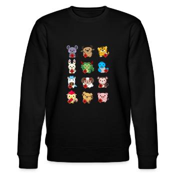 Un animal chinois mignon signe le Nouvel An lunaire - Sweat bio CHANGER Stanley/Stella Unisexe - noir - Devant - Nik (191cm) & Marisol (170cm)