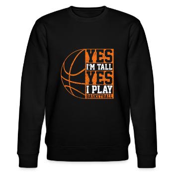 Ja ich bin groß Ja ich spiele Basketball lustig Bball Pla - Stanley/Stella Unisex Bio-Sweatshirt CHANGER  - Schwarz - Vorne - Nik (191cm) & Marisol (170cm)