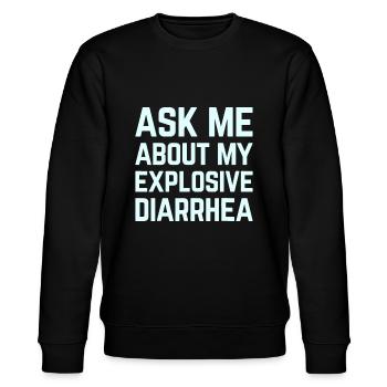 Fragen Sie mich nach meinem explosiven Durchfall lustige Humo - Stanley/Stella Unisex Bio-Sweatshirt CHANGER  - Schwarz - Vorne - Nik (191cm) & Marisol (170cm)