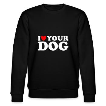 I Heart Your Dog - Lustig Ich liebe meinen Hund, ich liebe Hund - Stanley/Stella Unisex Bio-Sweatshirt CHANGER  - Schwarz - Vorne - Nik (191cm) & Marisol (170cm)