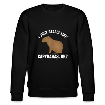 Lustige Capybara Kunst für Männer Frauen Kinder Nagetier Capyb - Stanley/Stella Unisex Bio-Sweatshirt CHANGER  - Schwarz - Vorne - Nik (191cm) & Marisol (170cm)