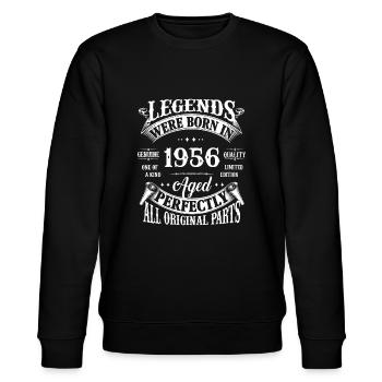 66. Geburtstag Vintage Legenden geboren in 1956 66 Jahr - Stanley/Stella Unisex Bio-Sweatshirt CHANGER  - Schwarz - Vorne - Nik (191cm) & Marisol (170cm)