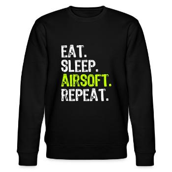 Manger Dormir Airsoft Répéter Air-Soft Drôle - Sweat bio CHANGER Stanley/Stella Unisexe - noir - Devant - Nik (191cm) & Marisol (170cm)