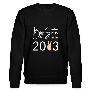 Befördert zur Großen Schwester 2023 Süße Große Schwester 2023 - Stanley/Stella Unisex Bio-Sweatshirt CHANGER  - Schwarz - Vorne - Nik (191cm) & Marisol (170cm)