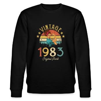 Millésime 1983 Fabriqué en 1983 39e anniversaire Femmes 39 Y - Sweat bio CHANGER Stanley/Stella Unisexe - noir - Devant - Nik (191cm) & Marisol (170cm)