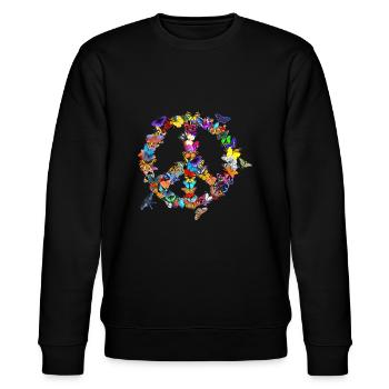 Butterfly Peace Sign Retro 60's 70's Colorful Butt - Stanley/Stella CHANGER Unisex Organic Sweatshirt - black - Front - Nik (191cm) & Marisol (170cm)