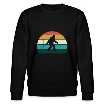 Retro Big Foot - Cool Sunset Bigfoot Lovers Gift - Stanley/Stella CHANGER Unisex Organic Sweatshirt - black - Front - Nik (191cm) & Marisol (170cm)