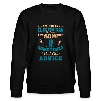 Electrician Electricity Lineman Wiring Electrical - Stanley/Stella CHANGER Unisex Organic Sweatshirt - black - Front - Nik (191cm) & Marisol (170cm)