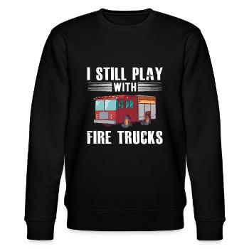 I Still Play With Fire Trucks Cool Design For Fire - Stanley/Stella CHANGER Unisex Organic Sweatshirt - black - Front - Nik (191cm) & Marisol (170cm)