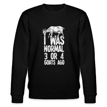 Ich war normal 3 oder 4 Ziegen vor Ziege - Stanley/Stella Unisex Bio-Sweatshirt CHANGER  - Schwarz - Vorne - Nik (191cm) & Marisol (170cm)