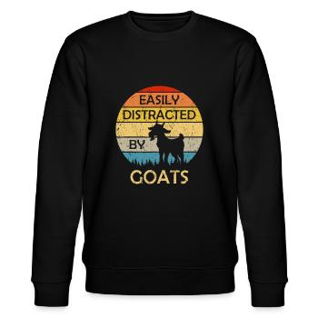 Leicht abgelenkt von Ziegen Retro Vintage Funny Goa - Stanley/Stella Unisex Bio-Sweatshirt CHANGER  - Schwarz - Vorne - Nik (191cm) & Marisol (170cm)