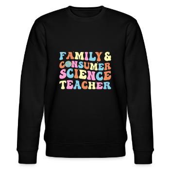 Family and Consumer Science Facs Teacher Back To S - Stanley/Stella CHANGER Unisex Organic Sweatshirt - black - Front - Nik (191cm) & Marisol (170cm)