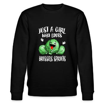 Just A Girl Who Loves Brussels Sprouts Vegetable V - Stanley/Stella CHANGER Unisex Organic Sweatshirt - black - Front - Nik (191cm) & Marisol (170cm)