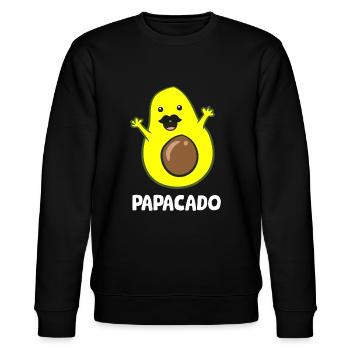 Lustige Avocado Dad Vegane Guacamole Avocado Papacado - Stanley/Stella Unisex Bio-Sweatshirt CHANGER  - Schwarz - Vorne - Nik (191cm) & Marisol (170cm)