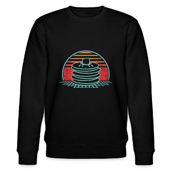 Pfannkuchen Retro Vintage 80er Jahre Stil Geschenk - Stanley/Stella Unisex Bio-Sweatshirt CHANGER  - Schwarz - Vorne - Nik (191cm) & Marisol (170cm)