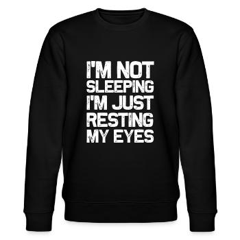 Ich schlafe nicht Ich ruhe nur meine Augen Idee Papa - Stanley/Stella Unisex Bio-Sweatshirt CHANGER  - Schwarz - Vorne - Nik (191cm) & Marisol (170cm)