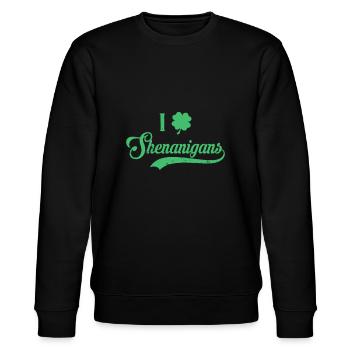 I Love Shenanigans Gemischtes Kleeblatt Kleeblatt St.Patric - Stanley/Stella Unisex Bio-Sweatshirt CHANGER  - Schwarz - Vorne - Nik (191cm) & Marisol (170cm)