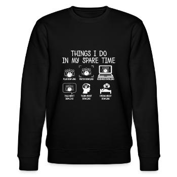 Bowling Dinge, die ich in meiner Freizeit mache Funny Bowlerb - Stanley/Stella Unisex Bio-Sweatshirt CHANGER  - Schwarz - Vorne - Nik (191cm) & Marisol (170cm)