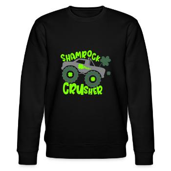 Kids Saint Patricks Day for Monster Truck Shamroc - Stanley/Stella CHANGER Unisex Organic Sweatshirt - black - Front - Nik (191cm) & Marisol (170cm)