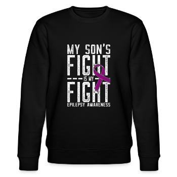 My Son's Fight is My Fight Epilepsy Awareness - Stanley/Stella CHANGER Unisex Organic Sweatshirt - black - Front - Nik (191cm) & Marisol (170cm)