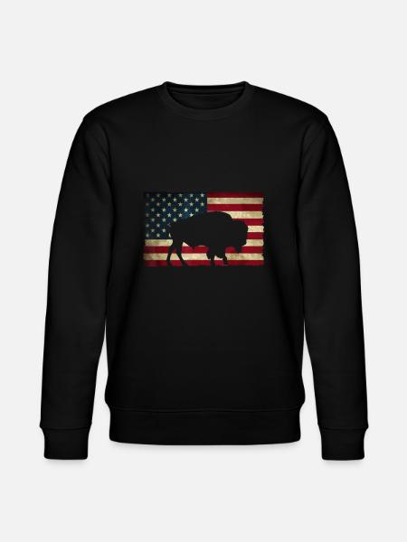 Retro Buffalo American Flag USA Idee Bison - Stanley/Stella Unisex Bio-Sweatshirt CHANGER - Schwarz