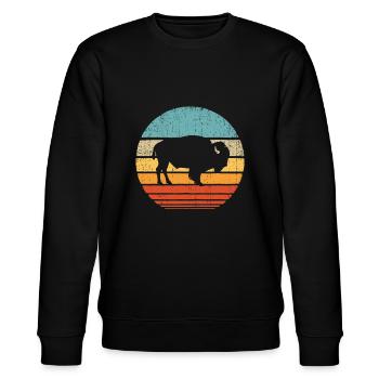 Bison Rétro Vintage 60s 70s Sunset Buffalo Mammal - Sweat bio CHANGER Stanley/Stella Unisexe - noir - Devant - Nik (191cm) & Marisol (170cm)