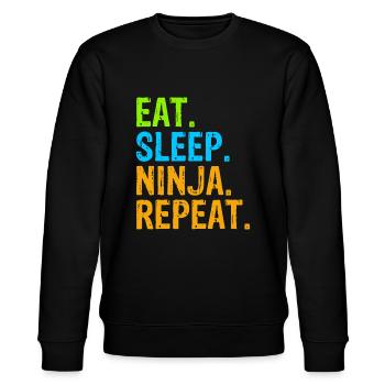 Eat Sleep Ninja Karate Wiederholung - Stanley/Stella Unisex Bio-Sweatshirt CHANGER  - Schwarz - Vorne - Nik (191cm) & Marisol (170cm)